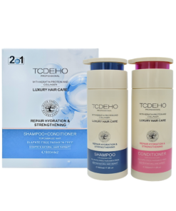 TCDEHO- Kit Capilar 2 en 1 Shampoo+ Acondicionador Keratina   x2 -500 ml